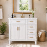 36-Inch White Modern Bathroom Vanity with Ceramic Sink