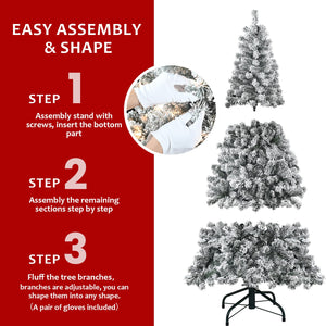 5FT Flocked Christmas Tree with 150 Warm Lights