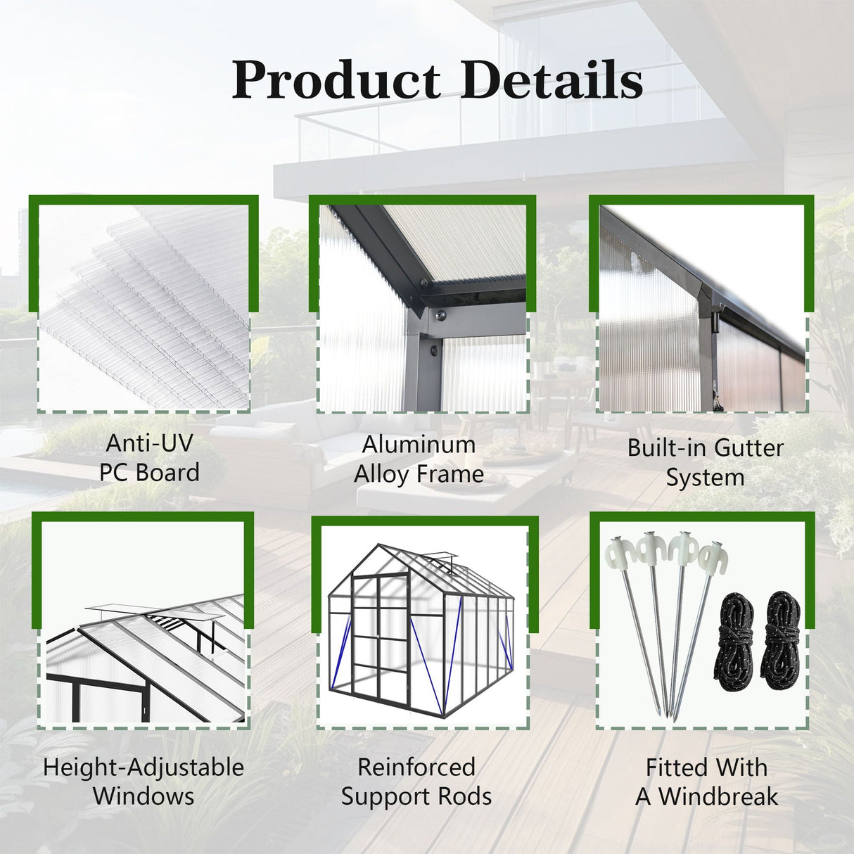 Gain Height Windproof Aluminum house With Raised Base