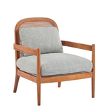 Elliston Rattan Backrest Solid Wood Accent Chair with Cushions, Set of 2