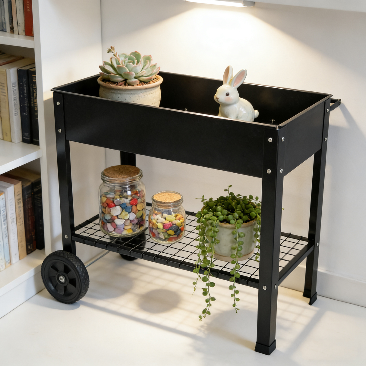 Mobile Metal Raised Garden Bed Cart with Legs