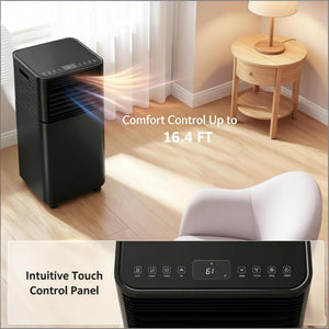 Modern Mobile Air Conditioner with Wheels - Black
