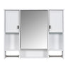 Wall Mounted Bathroom Storage Cabinet with Mirror and Towel Bar - Black, Dark Gray, or White