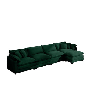 Modern Modular Cushion Sofa Set with Ottoman - Fabric, Multiple Colors