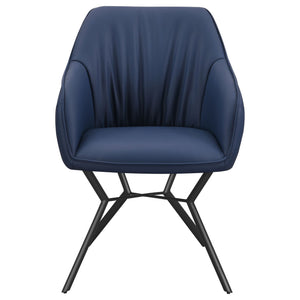 Mayer Upholstered Dining Arm Chair Blue and Brown (Set of 2)