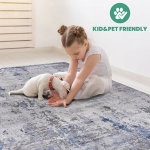 Marfi - 6' X 9' Abstract Area Rug - Silver / Blue
