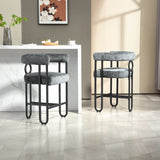 Household bar stools set of 2, modern upholstered with back