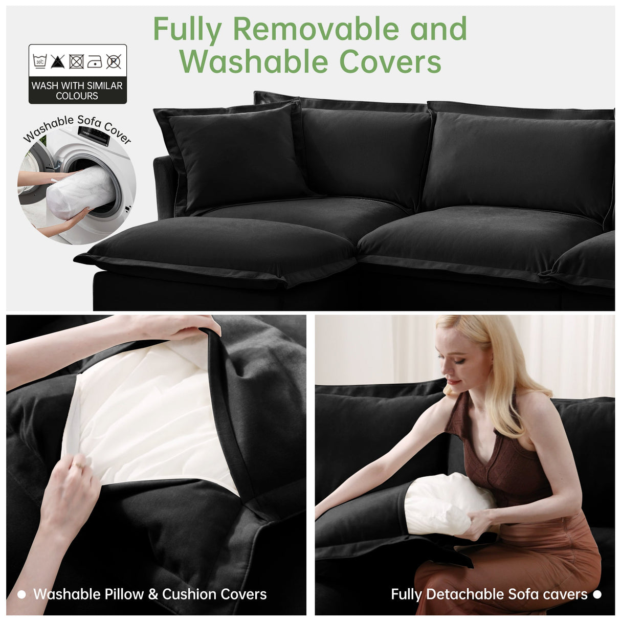 Upholstered Slipcovered Armchair with Ottoman