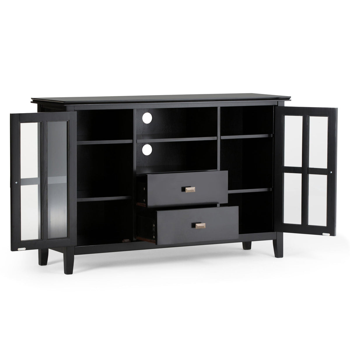 Handcrafted Tall TV Media Stand with Glass Doors and Storage - Multiple Colors
