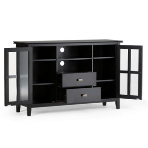 Handcrafted Tall TV Media Stand with Glass Doors and Storage - Multiple Colors