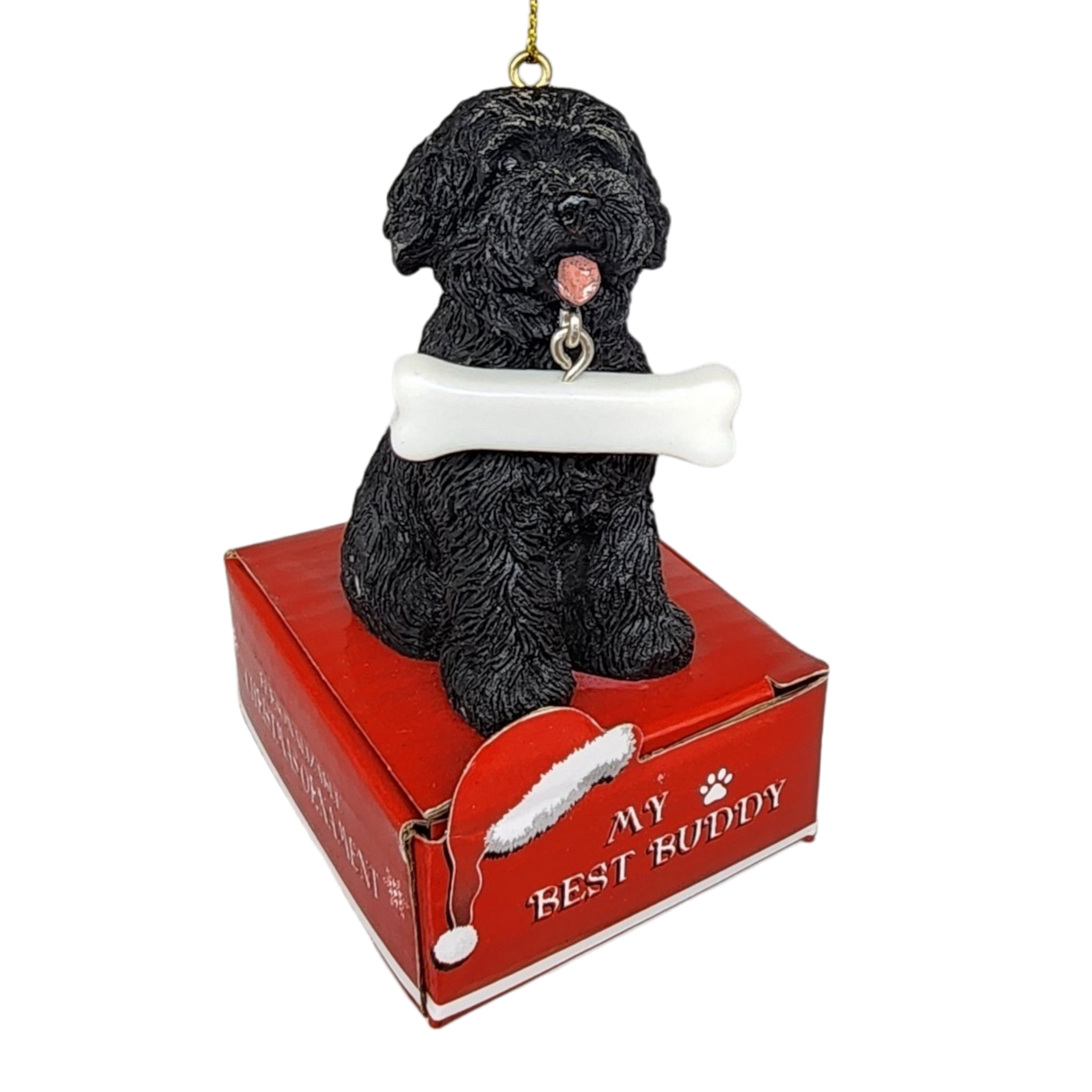 Labradoodle - Black with Bone Ornament