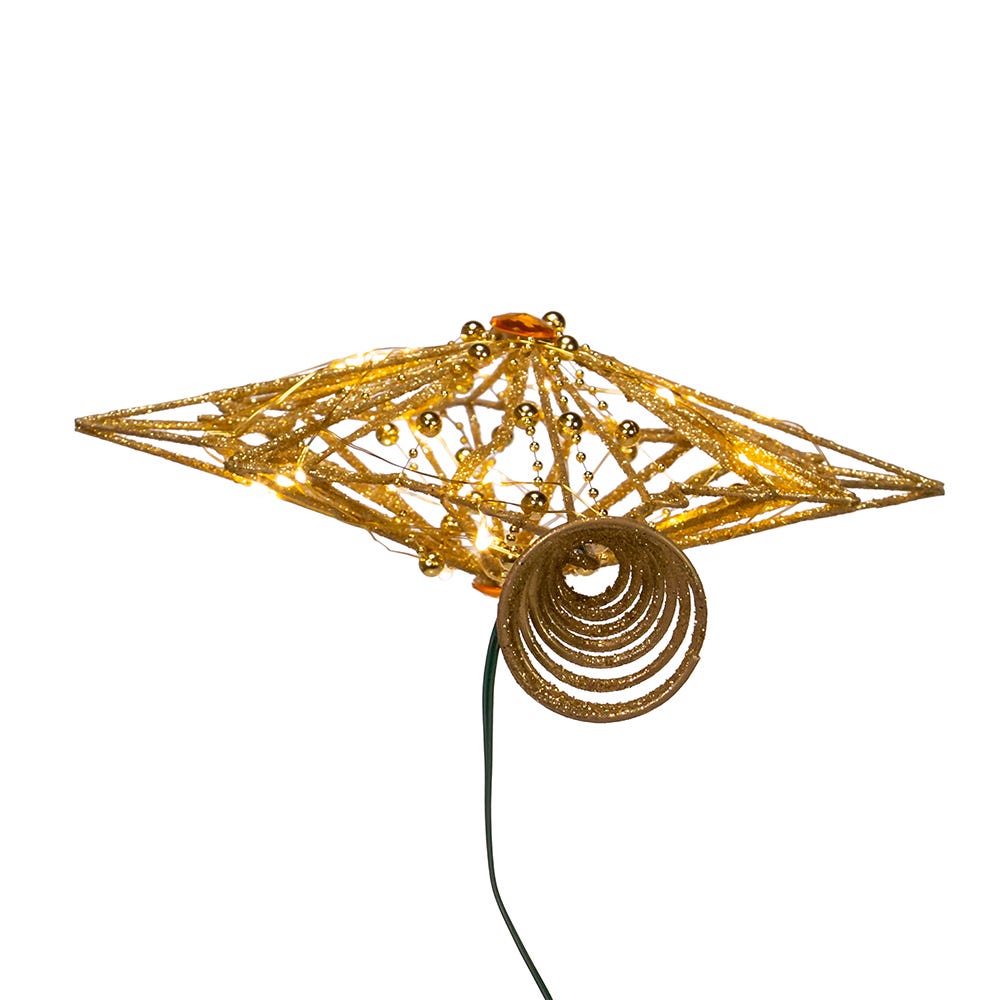 30-Light Warm White Fairy LED Gold Star Treetop - 15 Inch