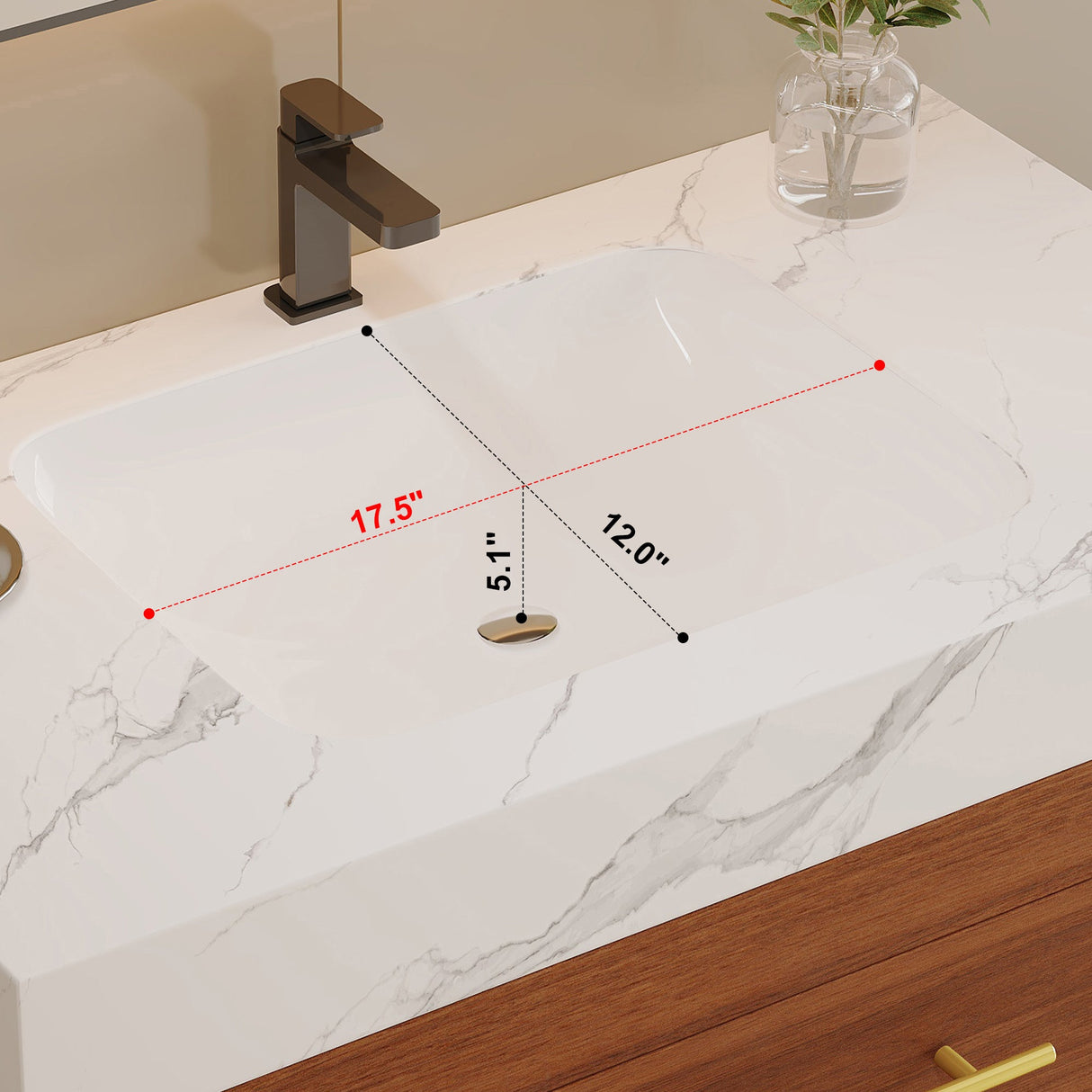 29.9" Modern Free-standing Bathroom Vanity with Sintered Stone Top