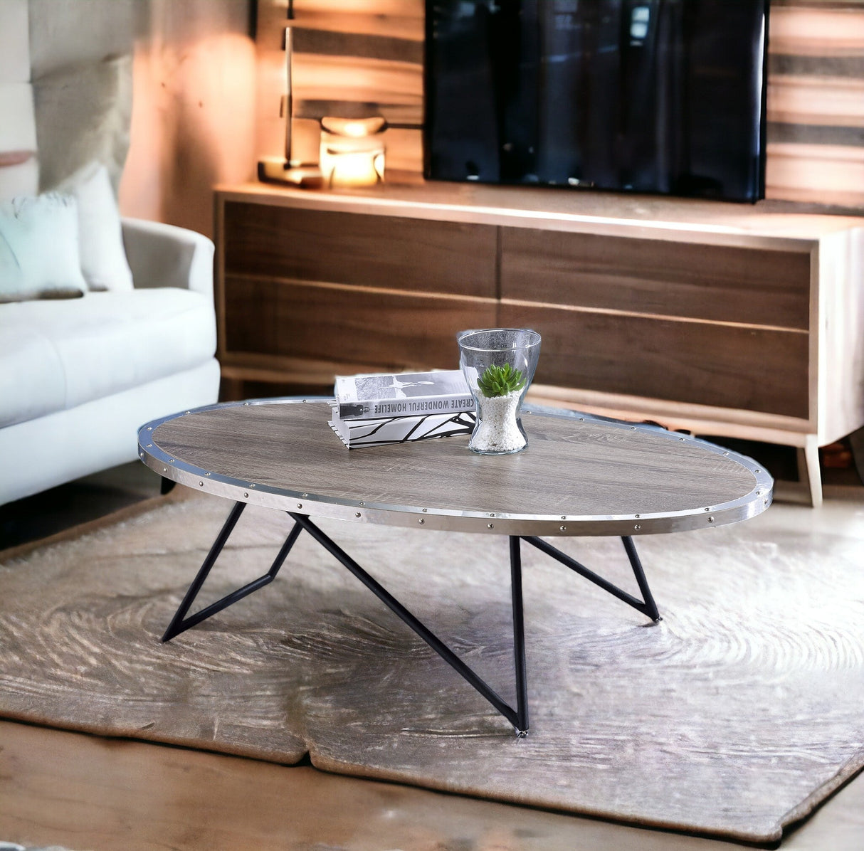 Allis Weathered Oval Coffee Table