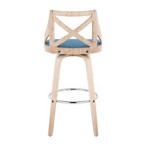 Charlotte - Farmhouse Fixed Height Bar Stool With Swivel And Round Footrest (Set of 2)