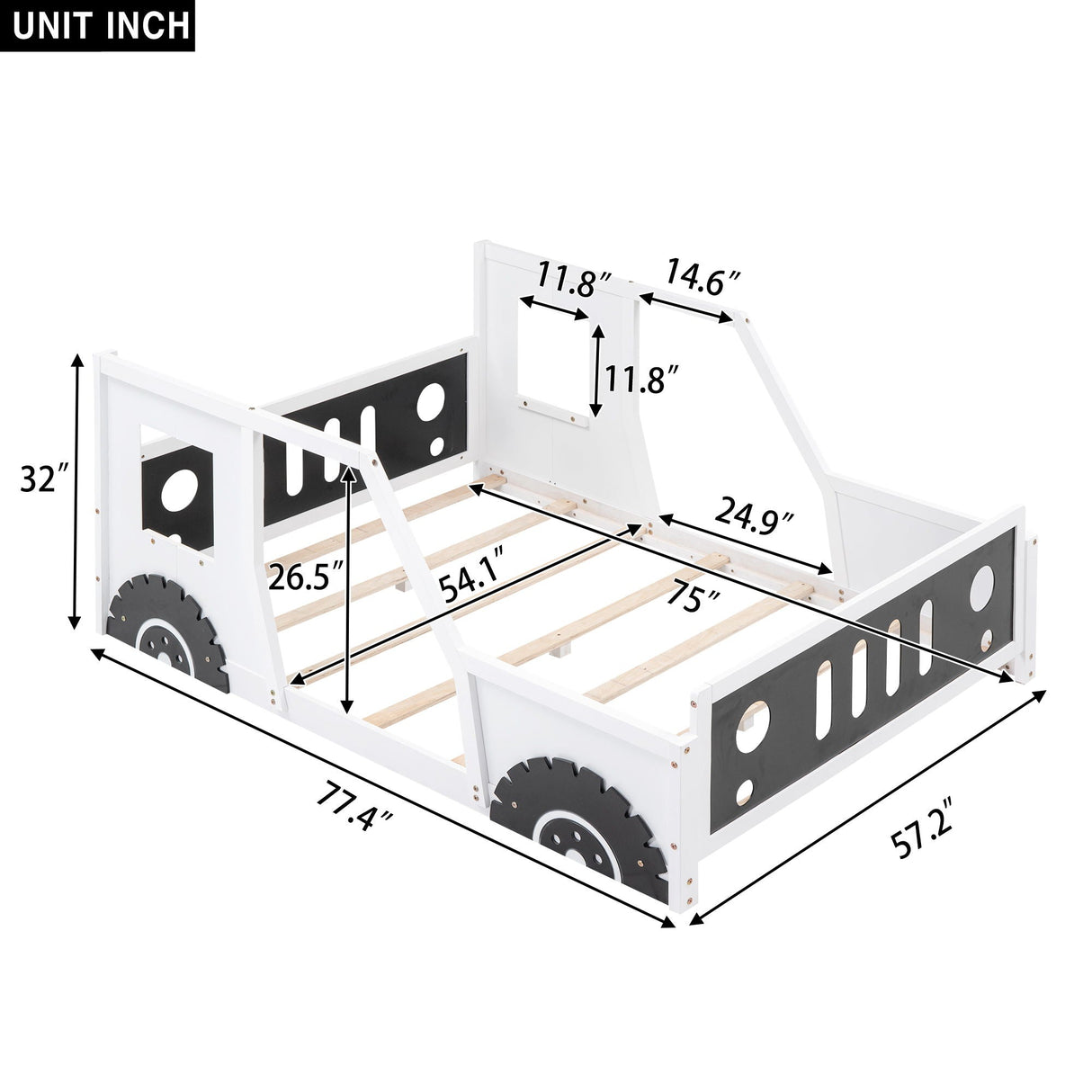 Classic Car Shaped Platform Bed With Wheels