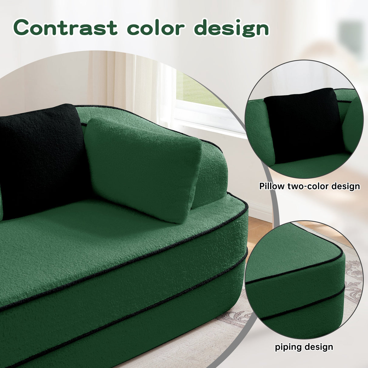 77.2" Teddy Fabric Modular Sofa