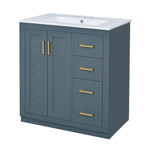 Bathroom Vanity With Sink, Storage Cabinet, Freestanding Set With 3 Drawers & Soft Closing Doors