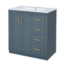 Bathroom Vanity with Ceramic Sink and Storage Cabinet - Dark Green, White, Black, or Blue
