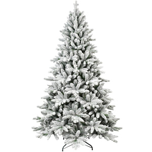 7ft Flocked Christmas Tree with 1514 Tips Realistic Snowy Hinged Tree
