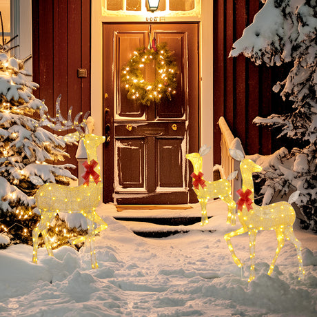 4.5ft 3-Piece Outdoor Light Up Christmas Deer Family Set of 3, with 3 LED Light Modes