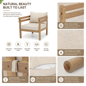 4-Piece Acacia Wood Patio Furniture Set