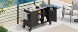 K&K 55.5' Outdoor Kitchen Island with 304 Stainless Steel Sink