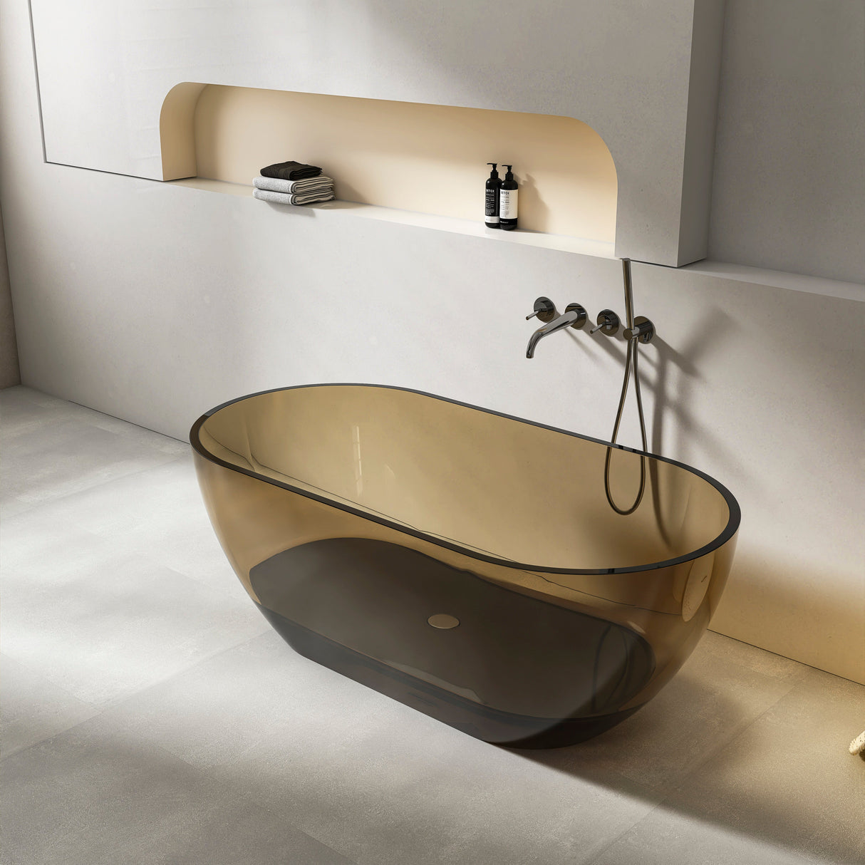 59 Inch Small-Size Resin Oval Freestanding Bathtub