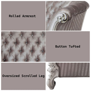 Versailles - Sofa With 7 Pillows - Ivory Fabric & Bone White