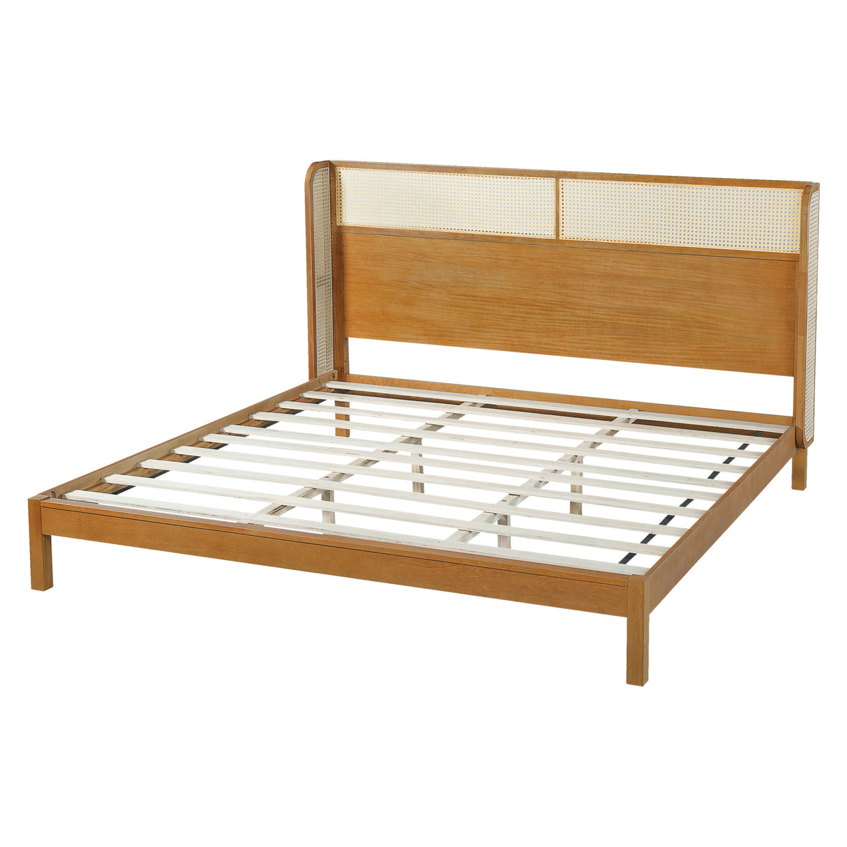 Premium Rubber Wood Platform Bed Frame with Headboard
