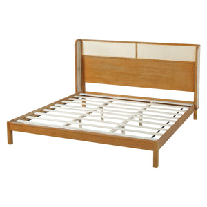 Premium Rubber Wood Platform Bed Frame with Headboard