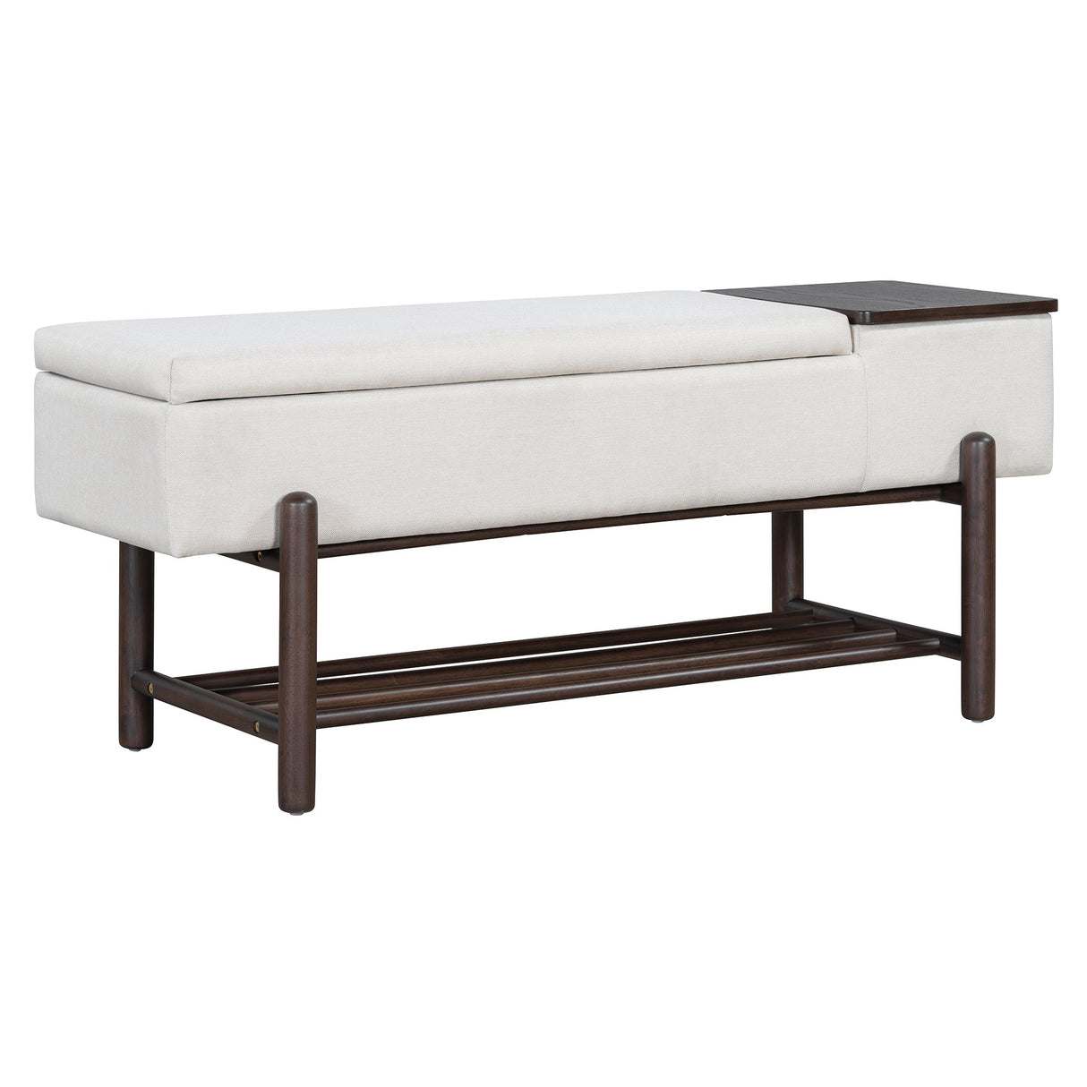 TREXM Farmhouse Upholstered Storage Bench with Hidden Compartment - Espresso