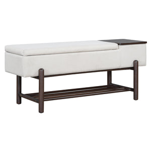 TREXM Farmhouse Upholstered Storage Bench with Hidden Compartment - Espresso