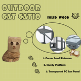 Grey Pine Wood Outdoor Cat House with Shelves and Weather Protection