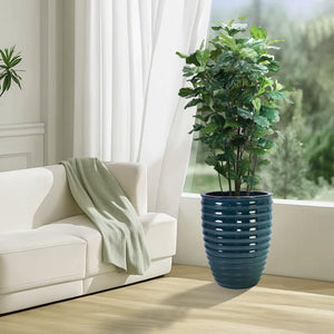 Dark Green Ceramic Flowerpot Planter with Drainage - Patio, Garden, Windowsill
