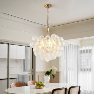 20-Inch Gold Pendant Light Chandelier with Threaded Clear Glass Globe Shade