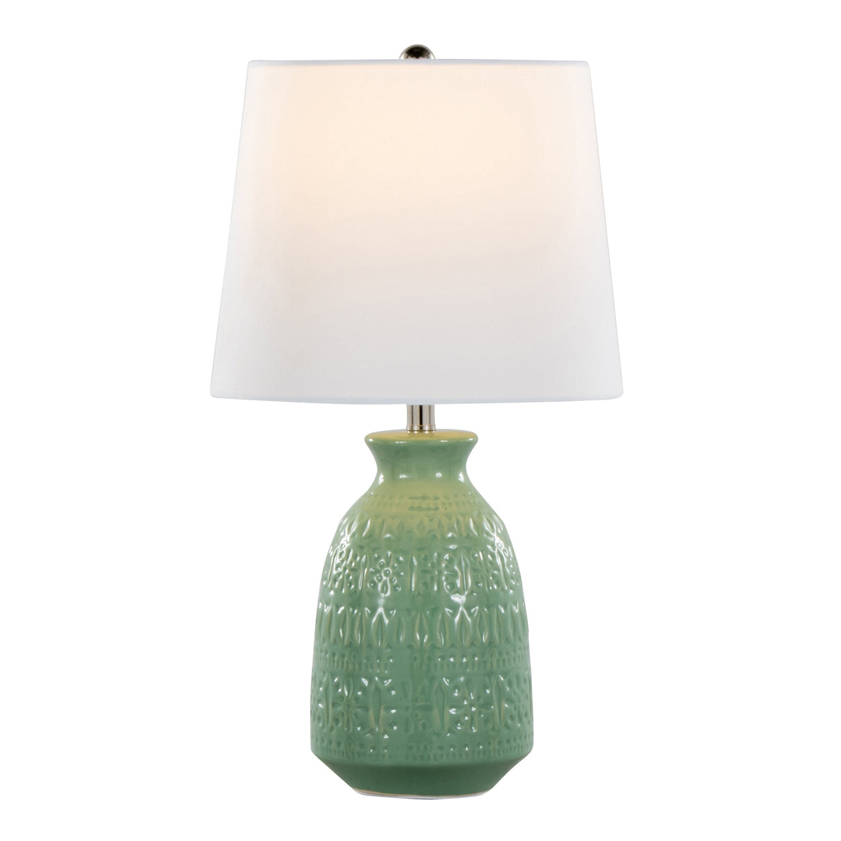 Balconee 20" Ceramic Table Lamp with Vase Shaped Base and Textured Pattern, Set of 2