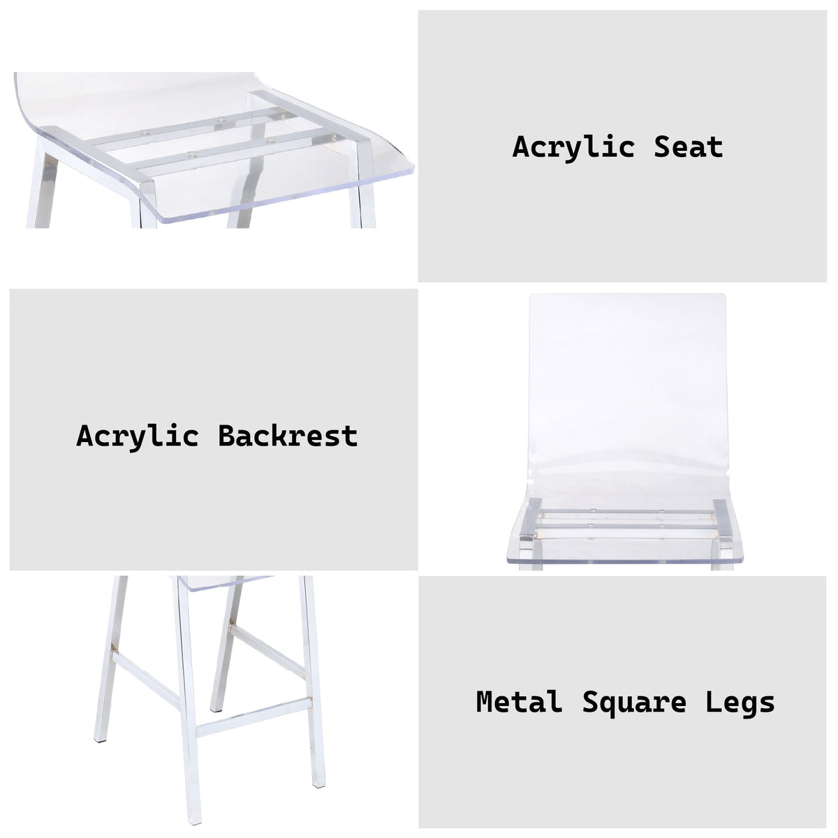 Nadie Clear Acrylic Armless Dining Chair
