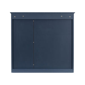 Bathroom Vanity With Top Sink, 2 Doors And 3 Drawers, Freestanding Set With Mirror Cabinet