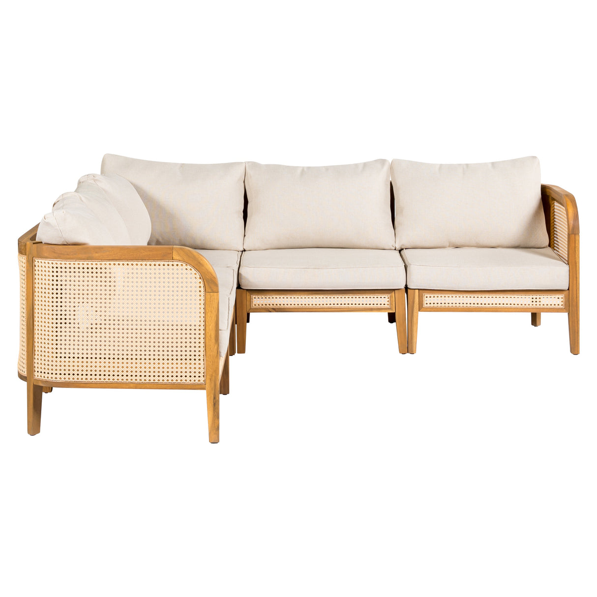 Kirkby Outdoor 5 Seater V-Shaped Acacia Wood Sofa