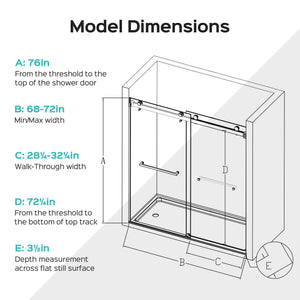 Frameless Double Sliding Soft-Close Shower Door, 3 / 8" (10Mm) Thick SGCC Tempered Glass Door, Matte