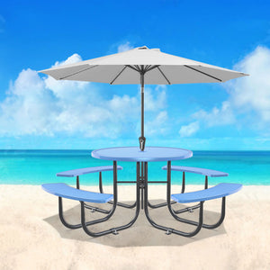 Round Outdoor Steel Picnic Table 46" With Umbrella Pole