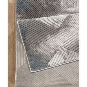 Geometric 3D Effect Area Rug with Durable Polyester - Ivory / Gray