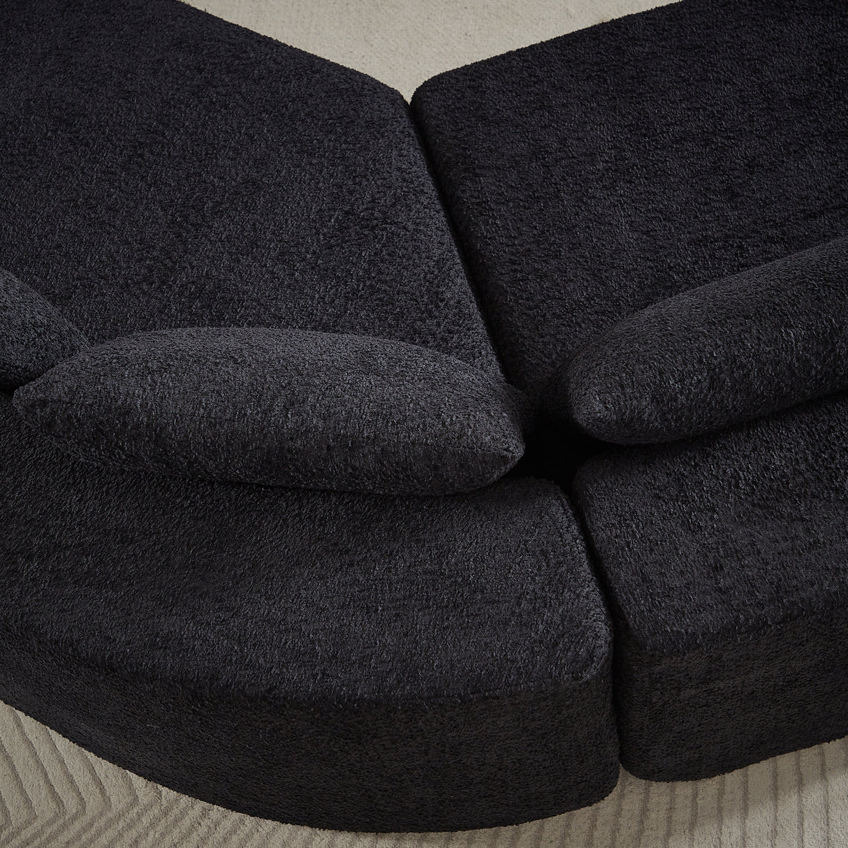 106.3-Inch V-Shaped Modular Sofa Set in Chenille Fabric
