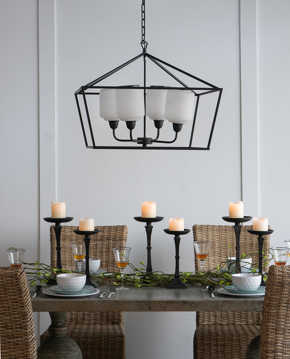 26" Iron Chandelier - Sleek Industrial Style