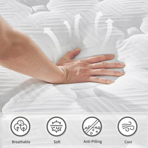 Full Size Hybrid Mattress Breathable Cool Knitted Fabric Cover Soft Memory Foam Individual Pocket Spring CetriPUR-US