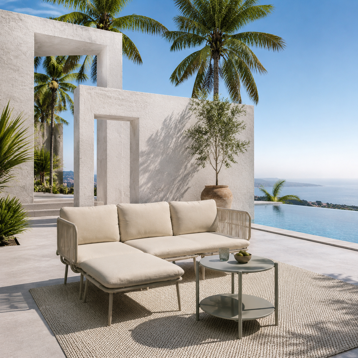Metal Round Side Table - 2-Tier Outdoor End Table