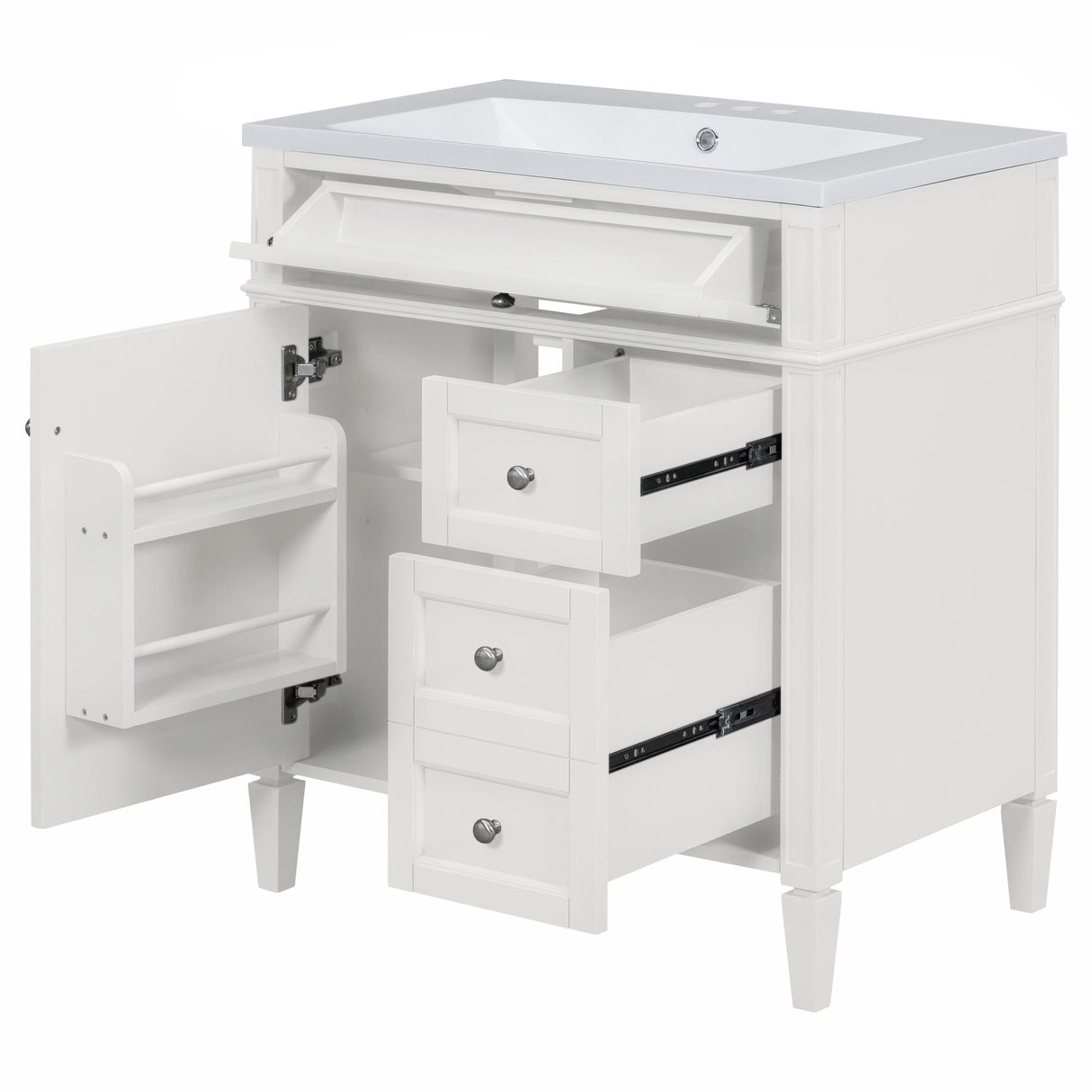 Bathroom Vanity With Top Sink, Storage Cabinet, And Mirror Cabinet