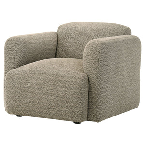 Dorset Fabric Upholstered Round Track Arm Accent Chair Brown