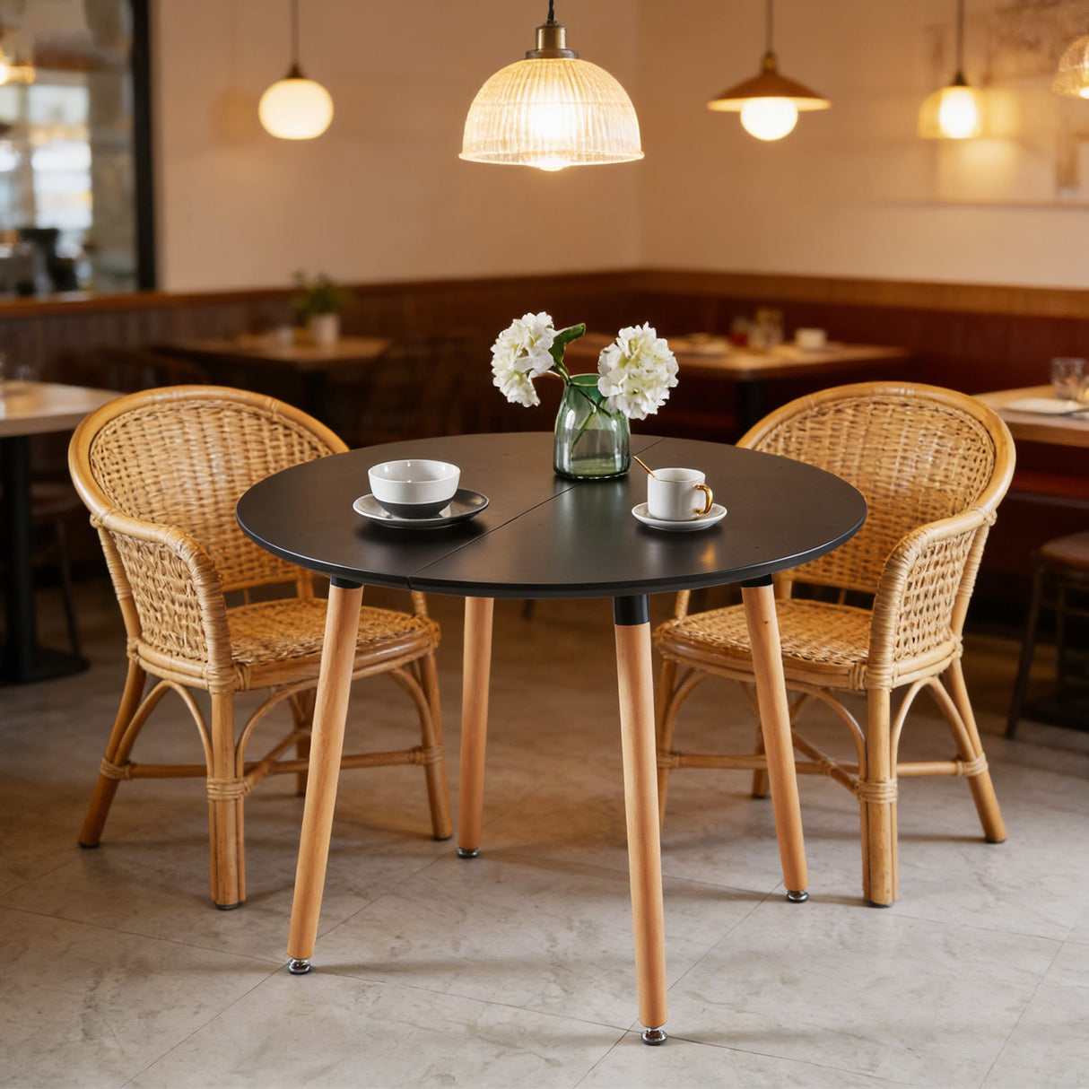 Extensible Dining and Office Table with Wood Legs